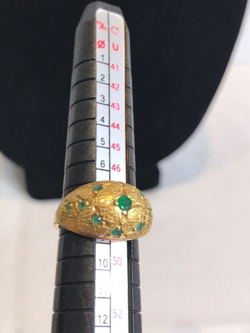 Retro 18k Emerald Dome Ring Size 4.75 - 5.23grams