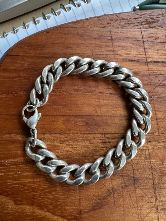 Vintage chubby curb link bracelet sterling silver