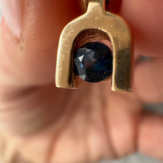 Vintage 14k gold natural sapphire slide pendant