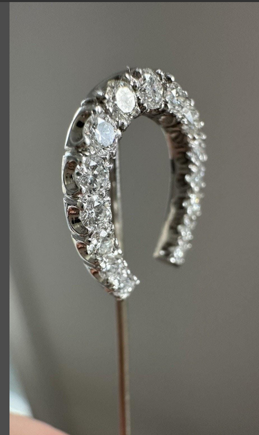 The Antique Platinum and 14k Diamond Horseshoe Lapel Stickpin