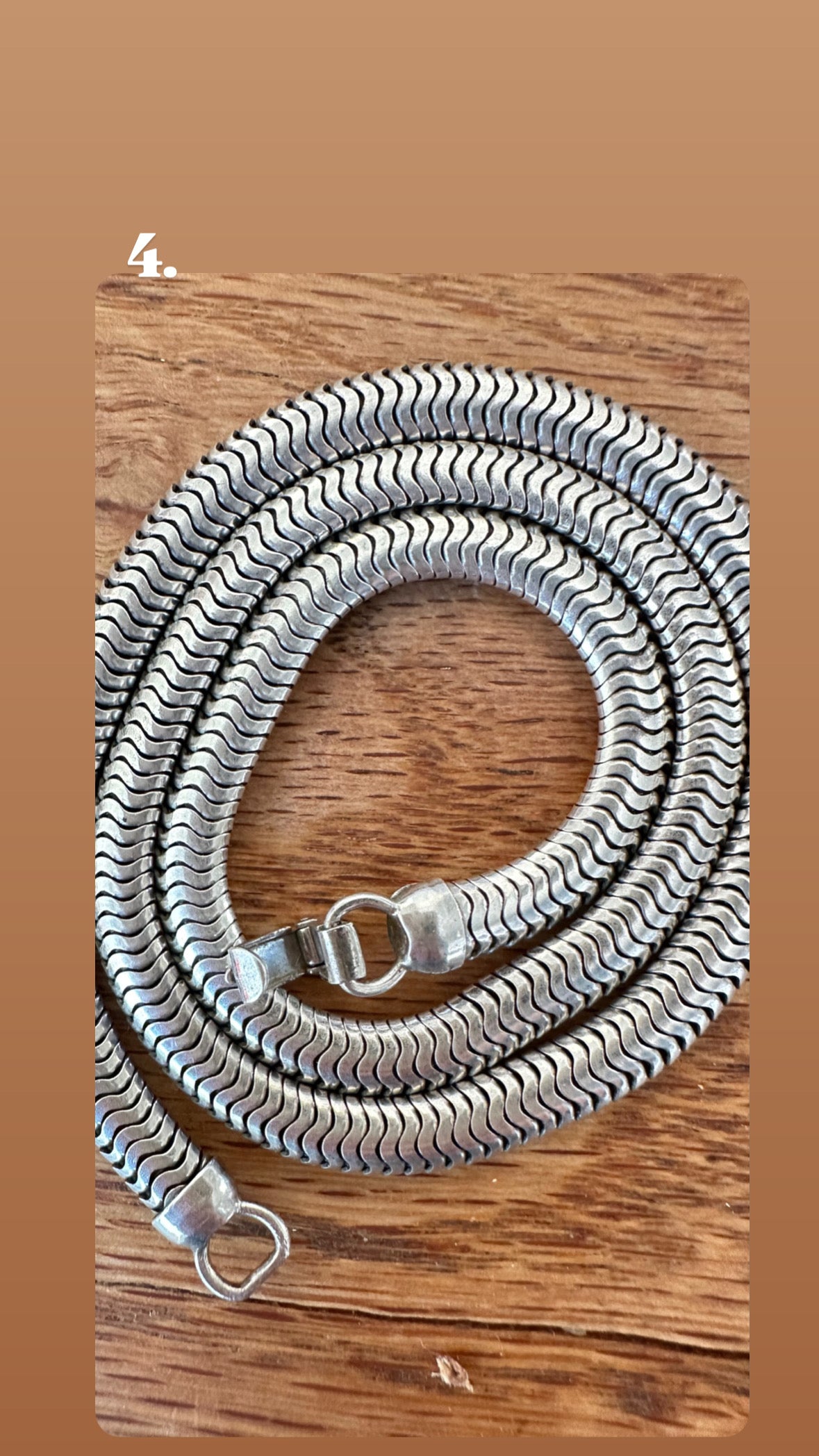 Vintage Forstner sterling silver snake chain neck necklace