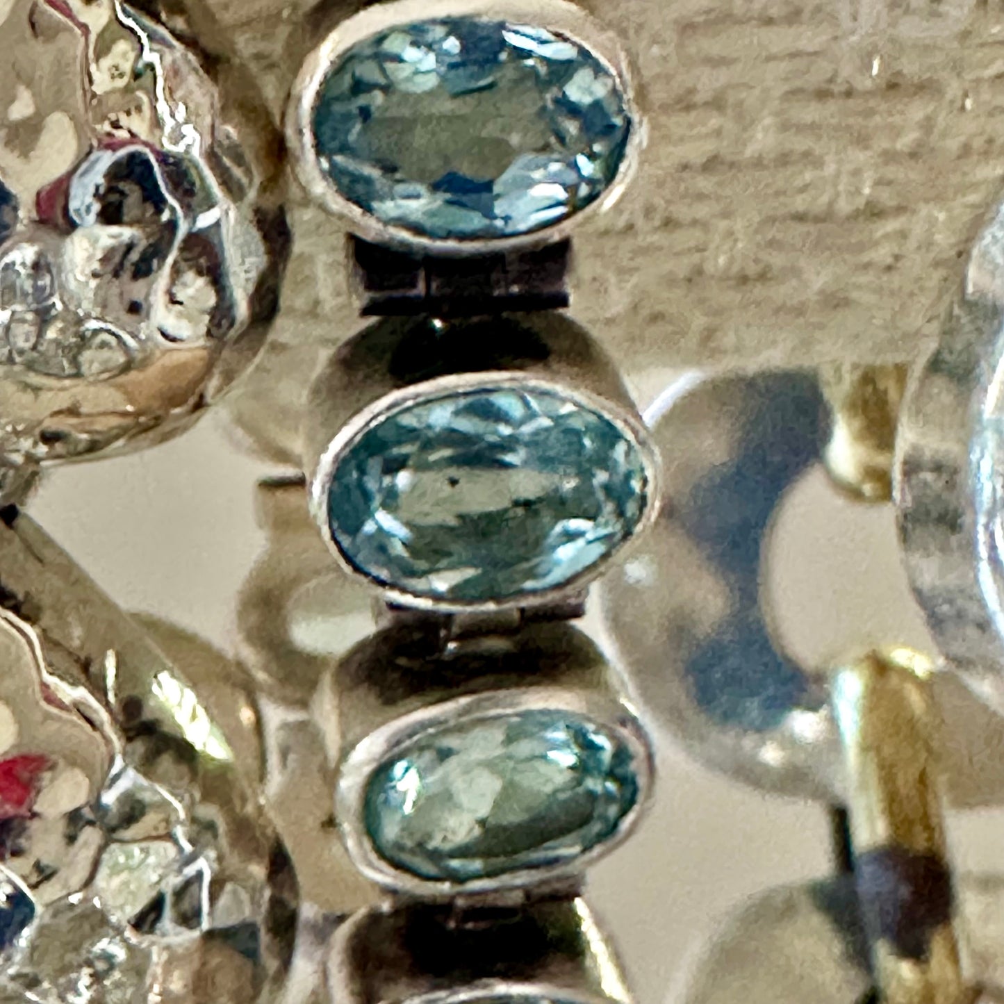 Acleoni Sterling Silver bezel set Blue Topaz  ( 11-12 cttw  ) bezel tennis bracelet