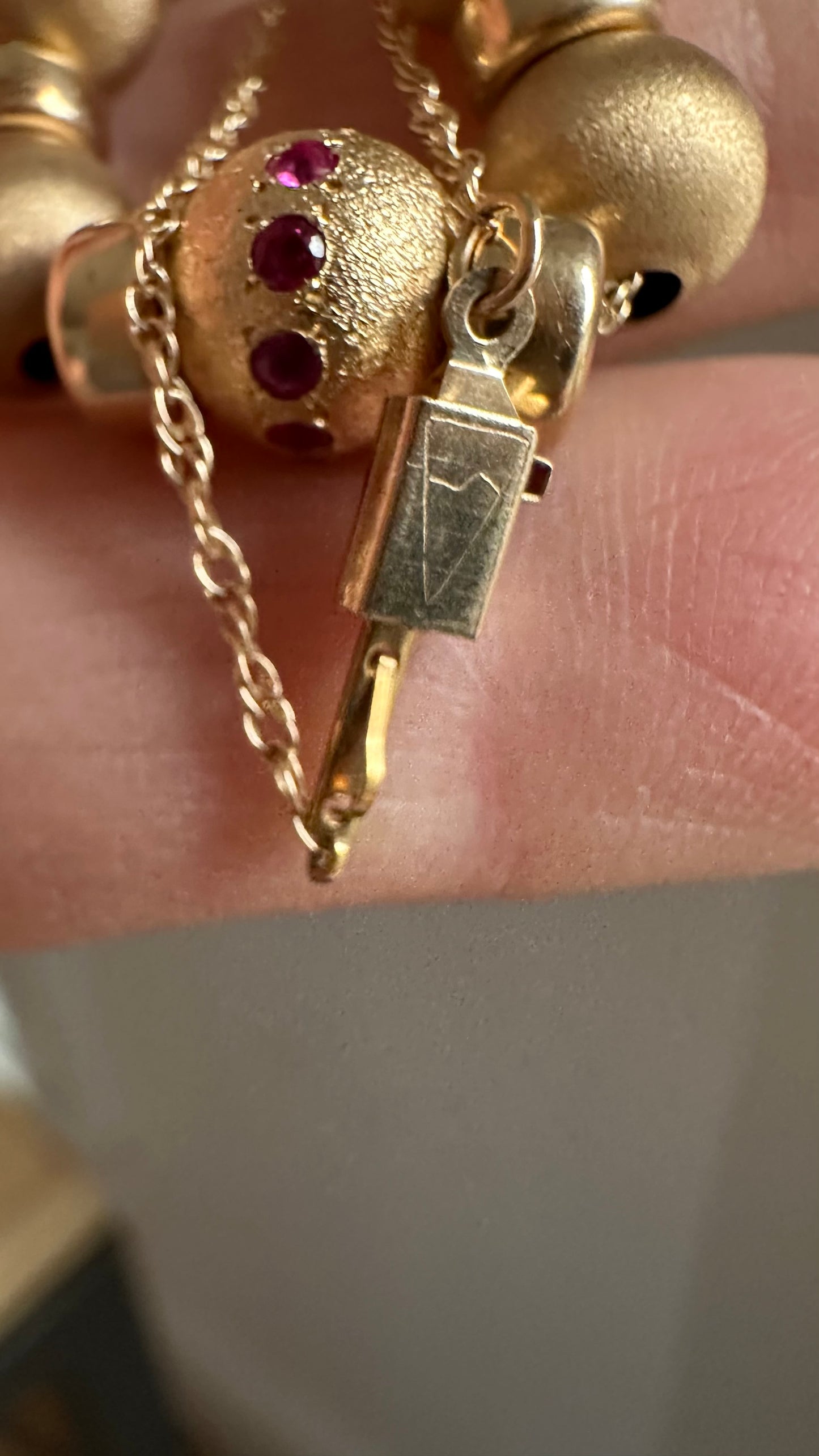 Vintage 14k gold beaded necklace with tourmalines