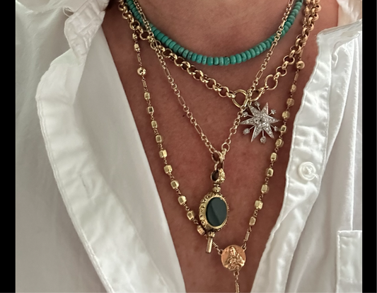 Antique 9K Gold Bar & Rolo Link Chain Necklace – Elegant Victorian