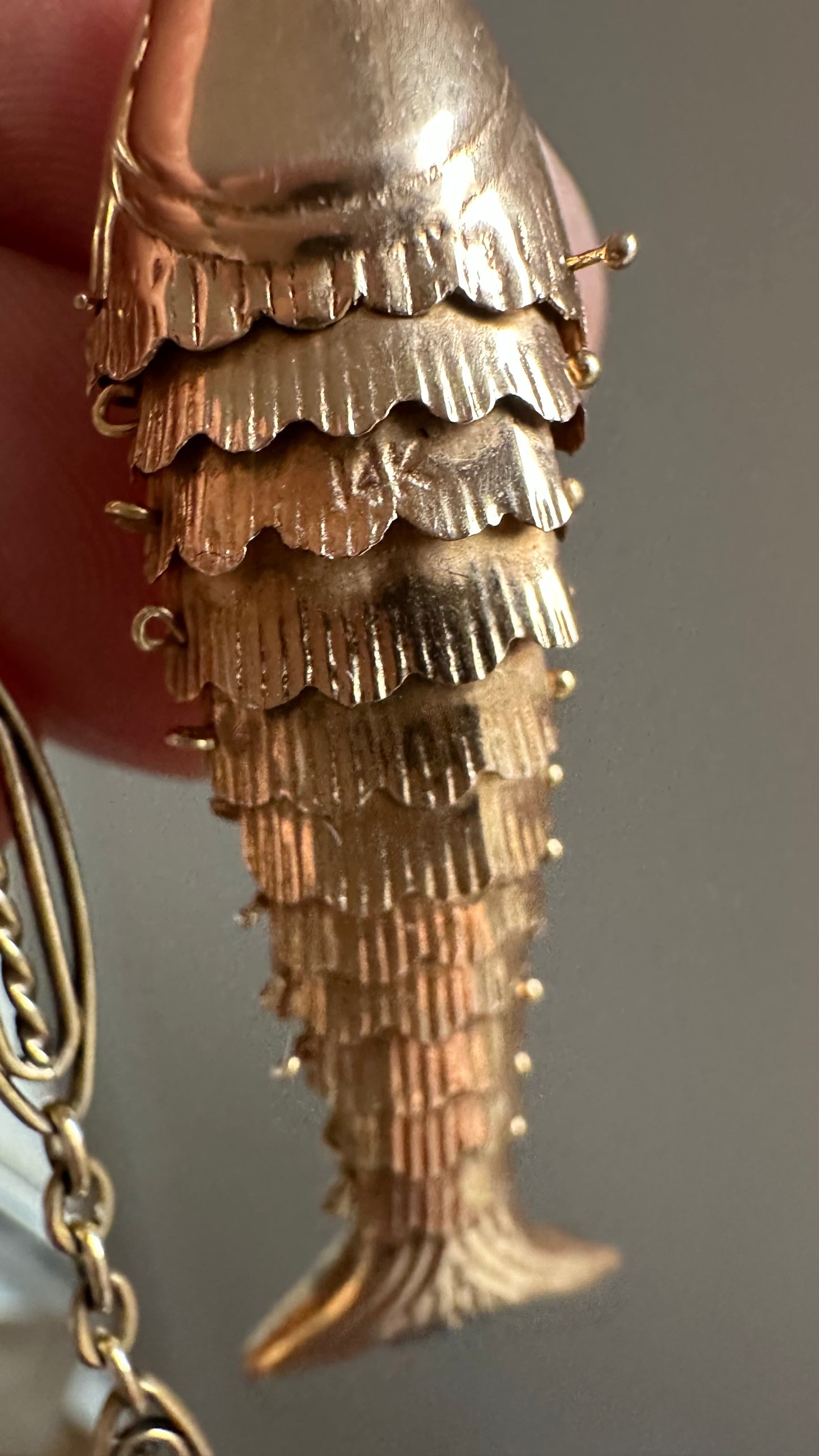 Solid 14K articulated fish charm