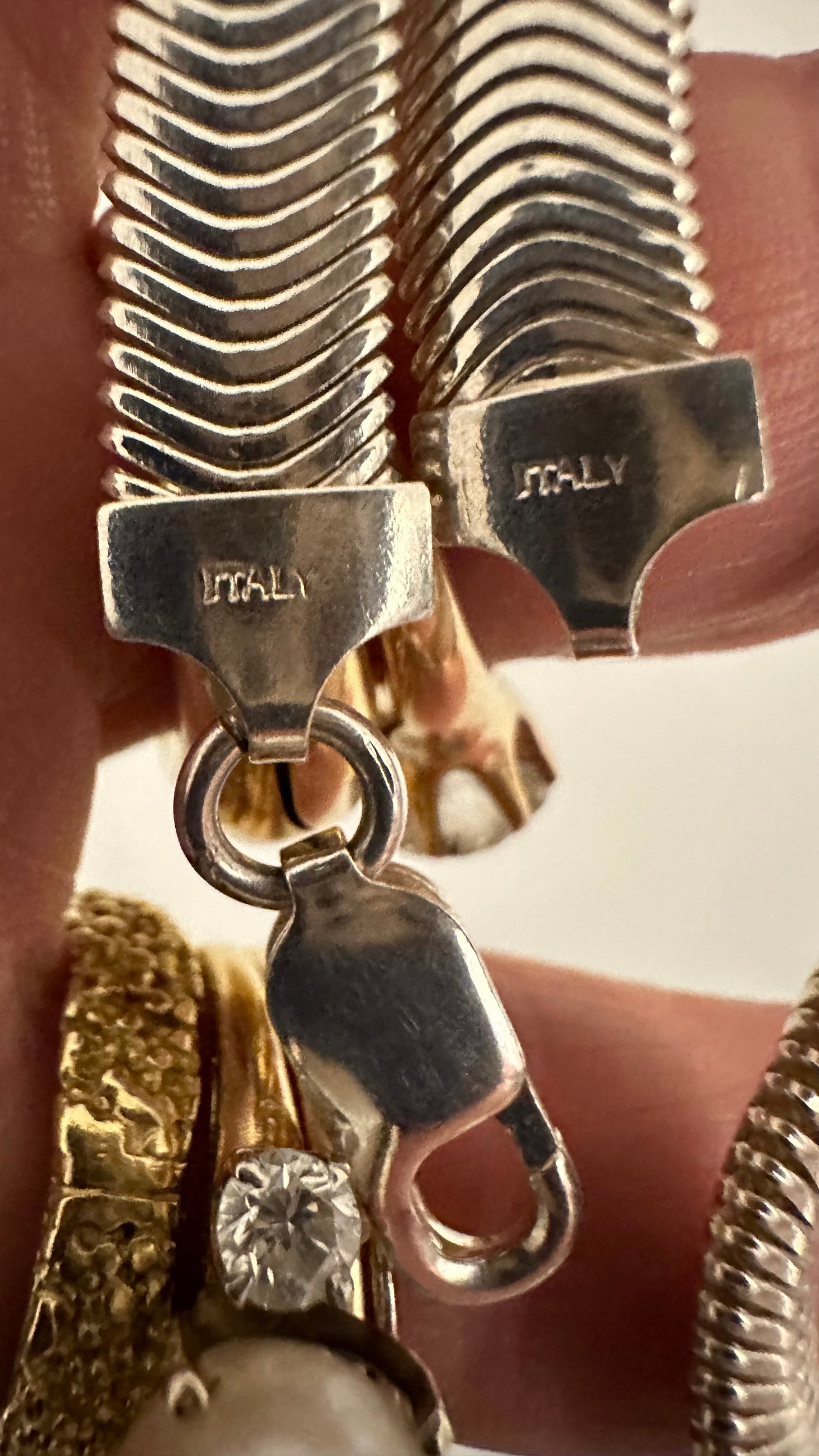 1990’s sterling snake wide 7.58mm 18.5” necklace