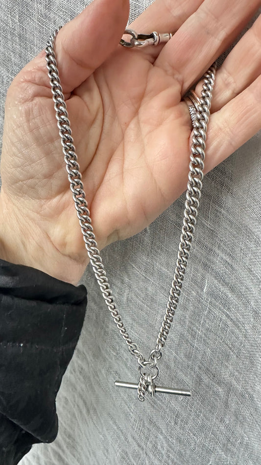 Antique Albertina Sterling link watch chain