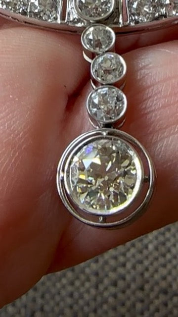 Art Deco Old European Cut Diamond Platnium Necklace 3.5 Cttw
