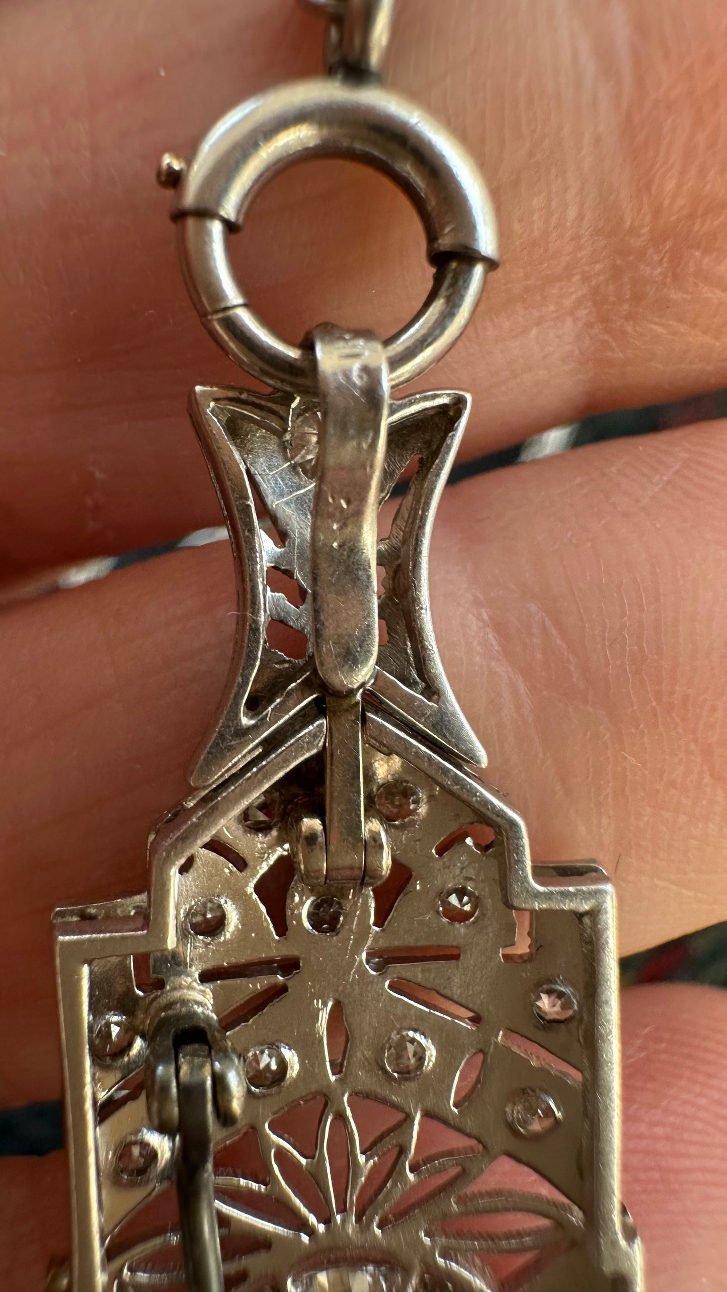 Art Deco Platnium and Diamond Pendant Brooch necklace