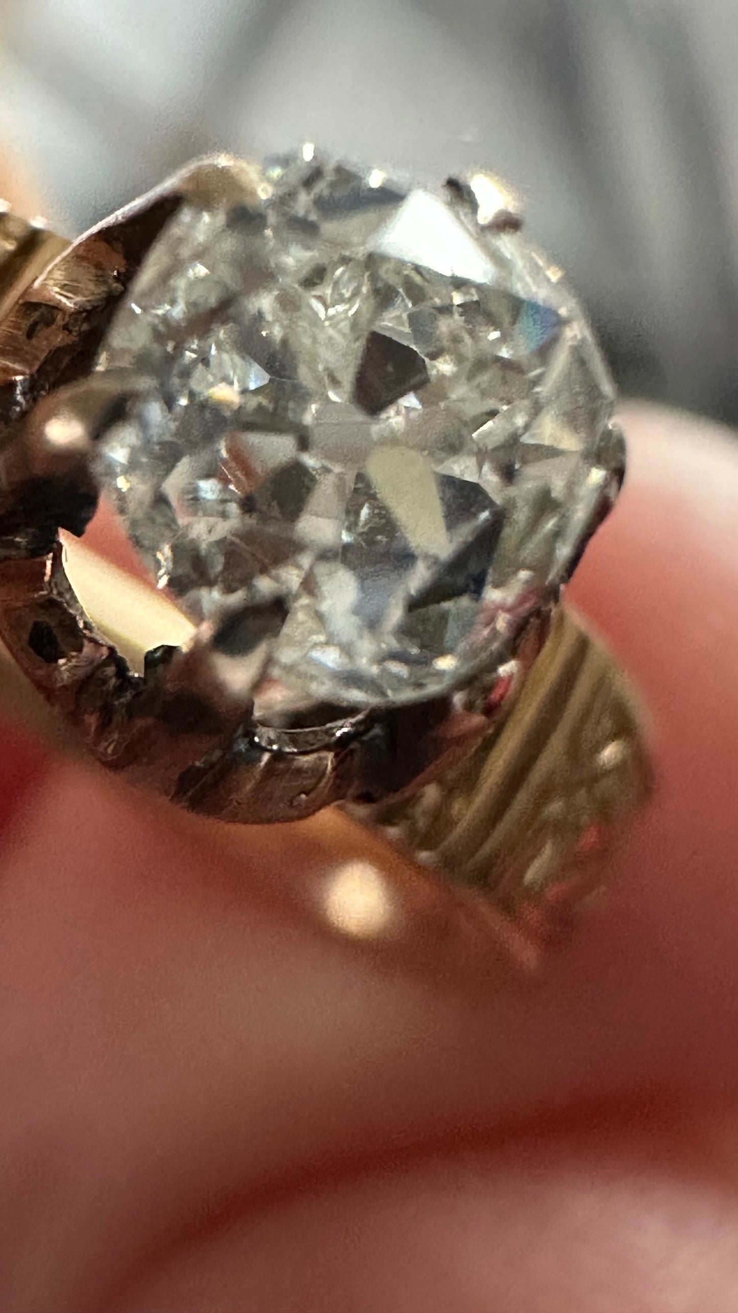 Antique Victorian 14k Gold 0.47 Ct Old Cushion Diamond Solitaire Engagement Ring