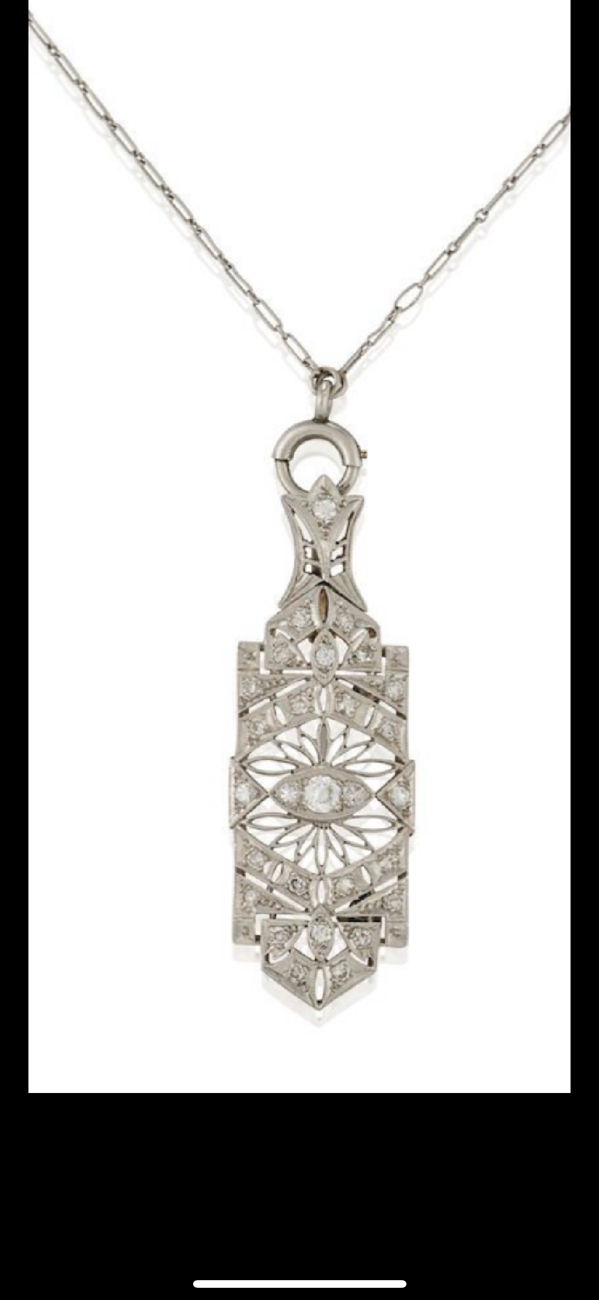 Art Deco Platnium and Diamond Pendant Brooch necklace