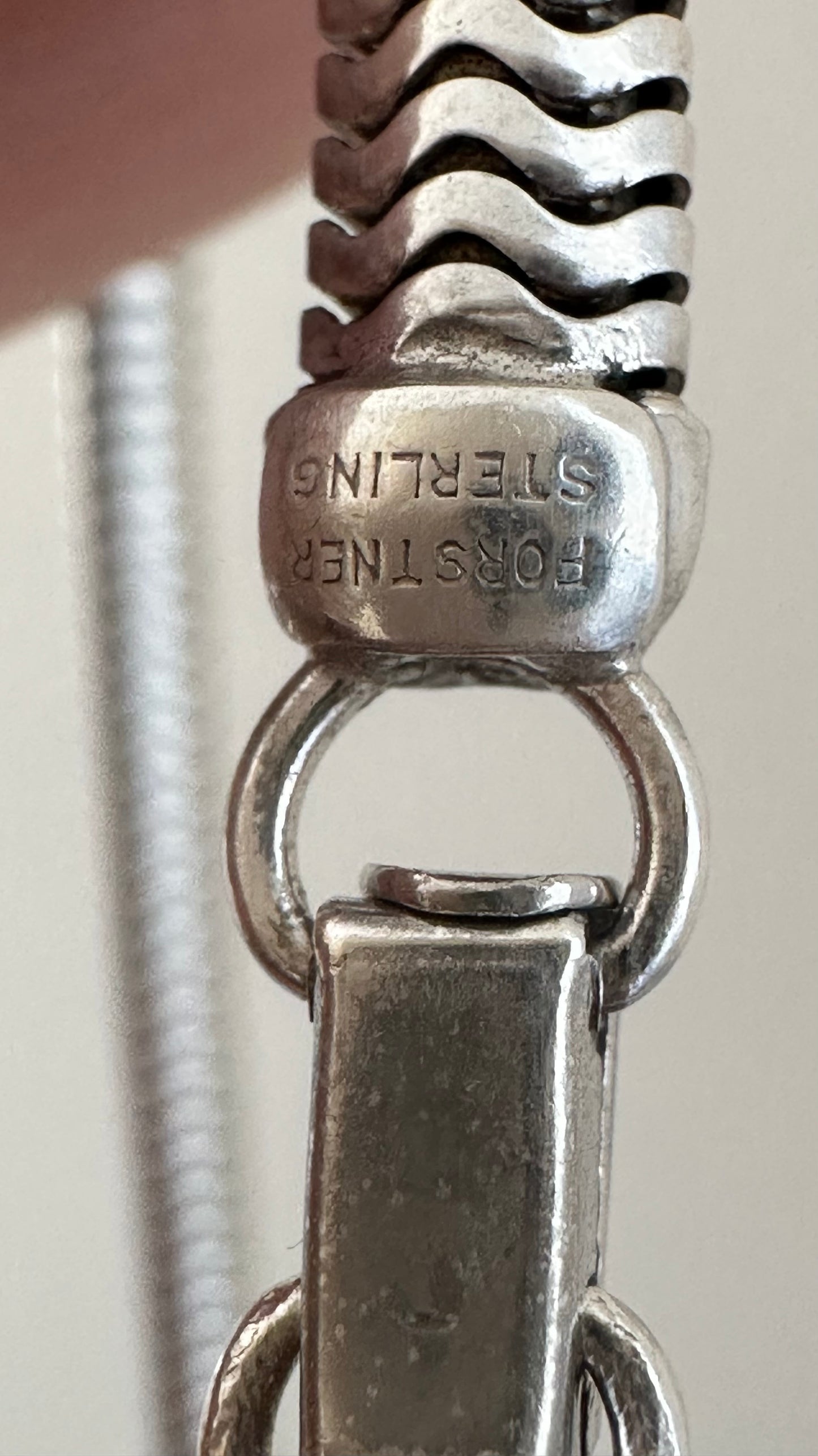 Vintage Forstner sterling silver snake chain neck necklace