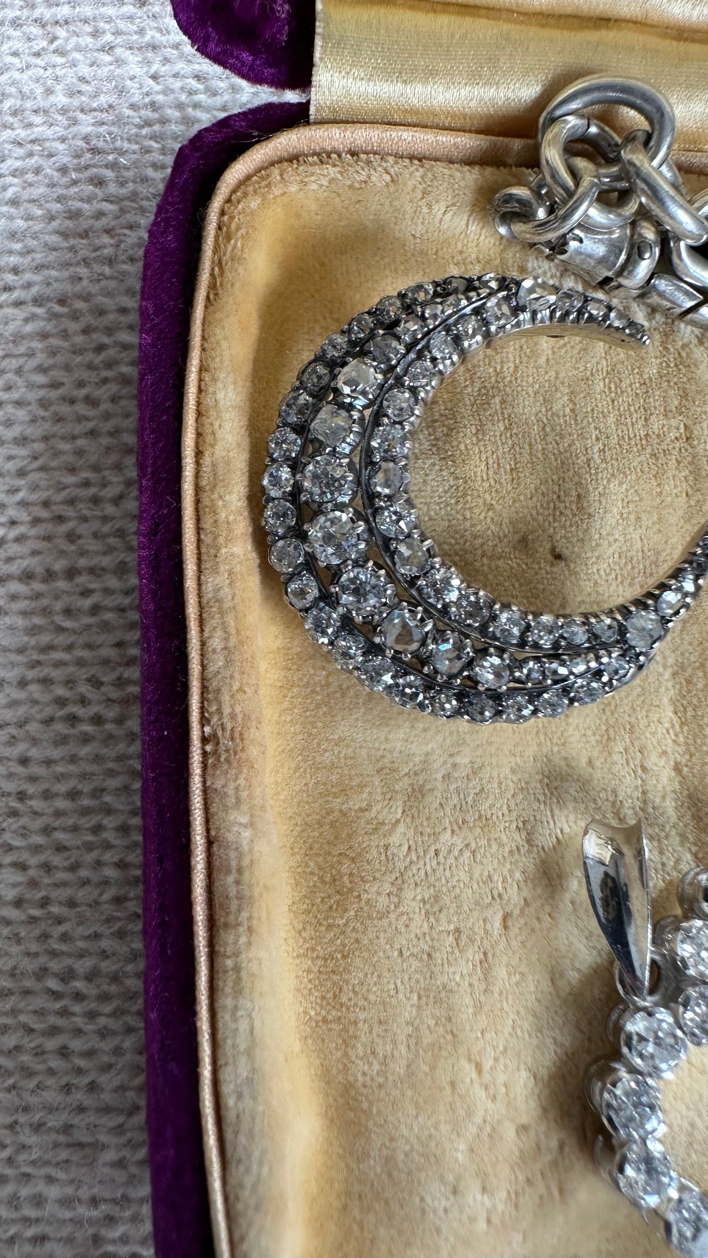 Victorian  diamond crescent brooch