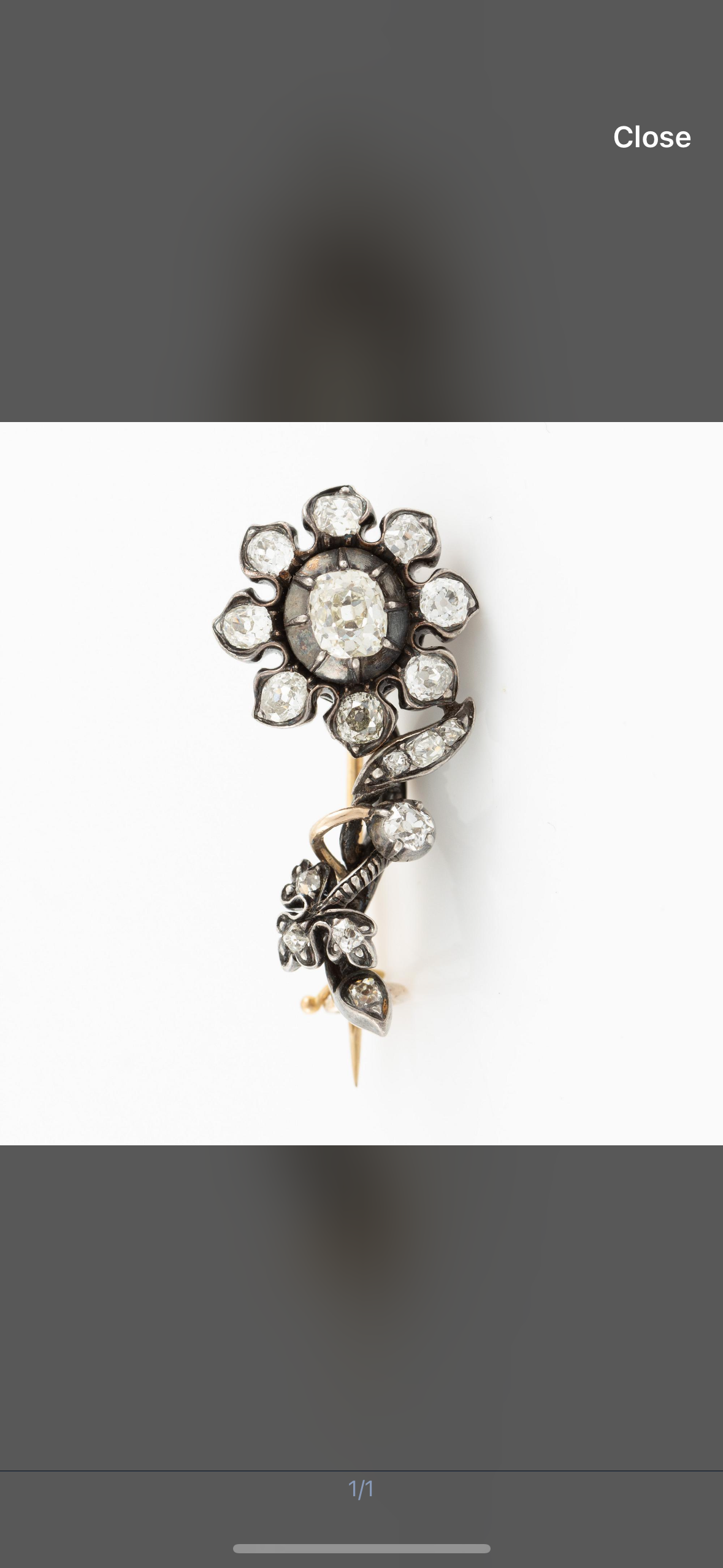 Flower brooch , gold and silver with old-cut diamonds, 19th century