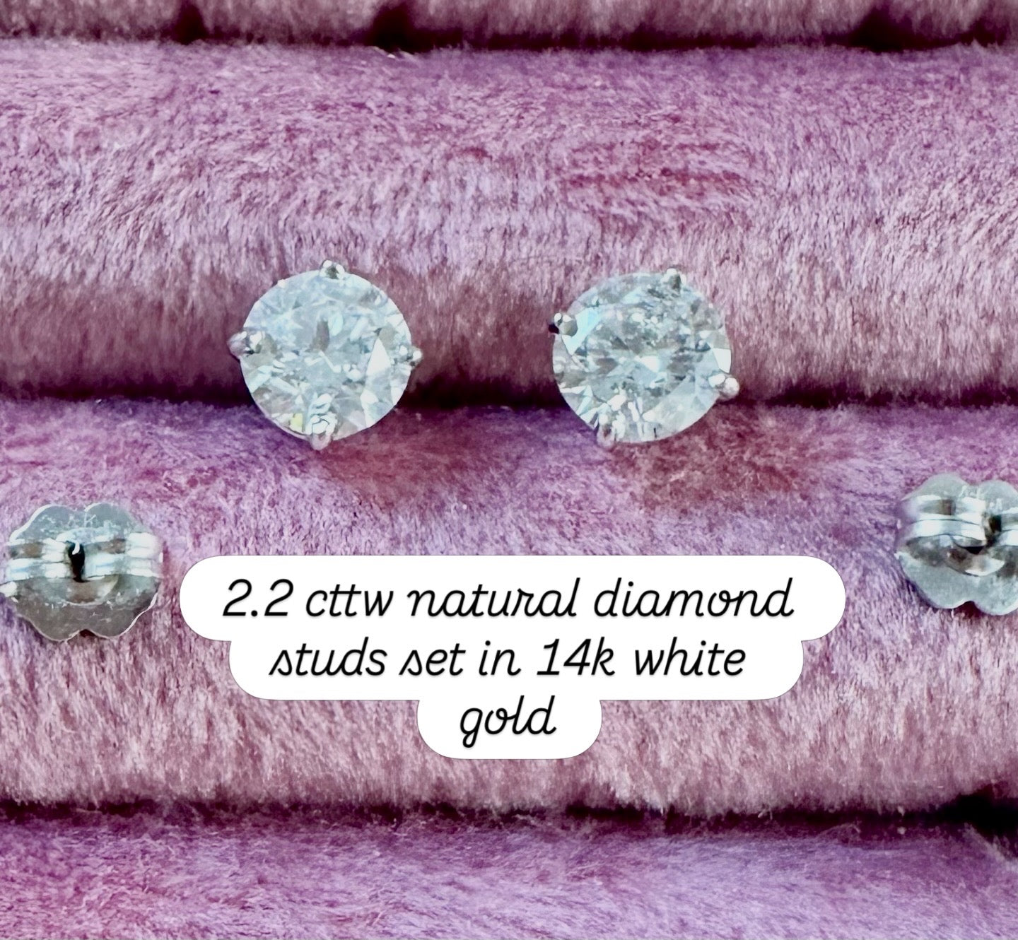 2.2 cttw round brilliant diamond 14k stud earrings