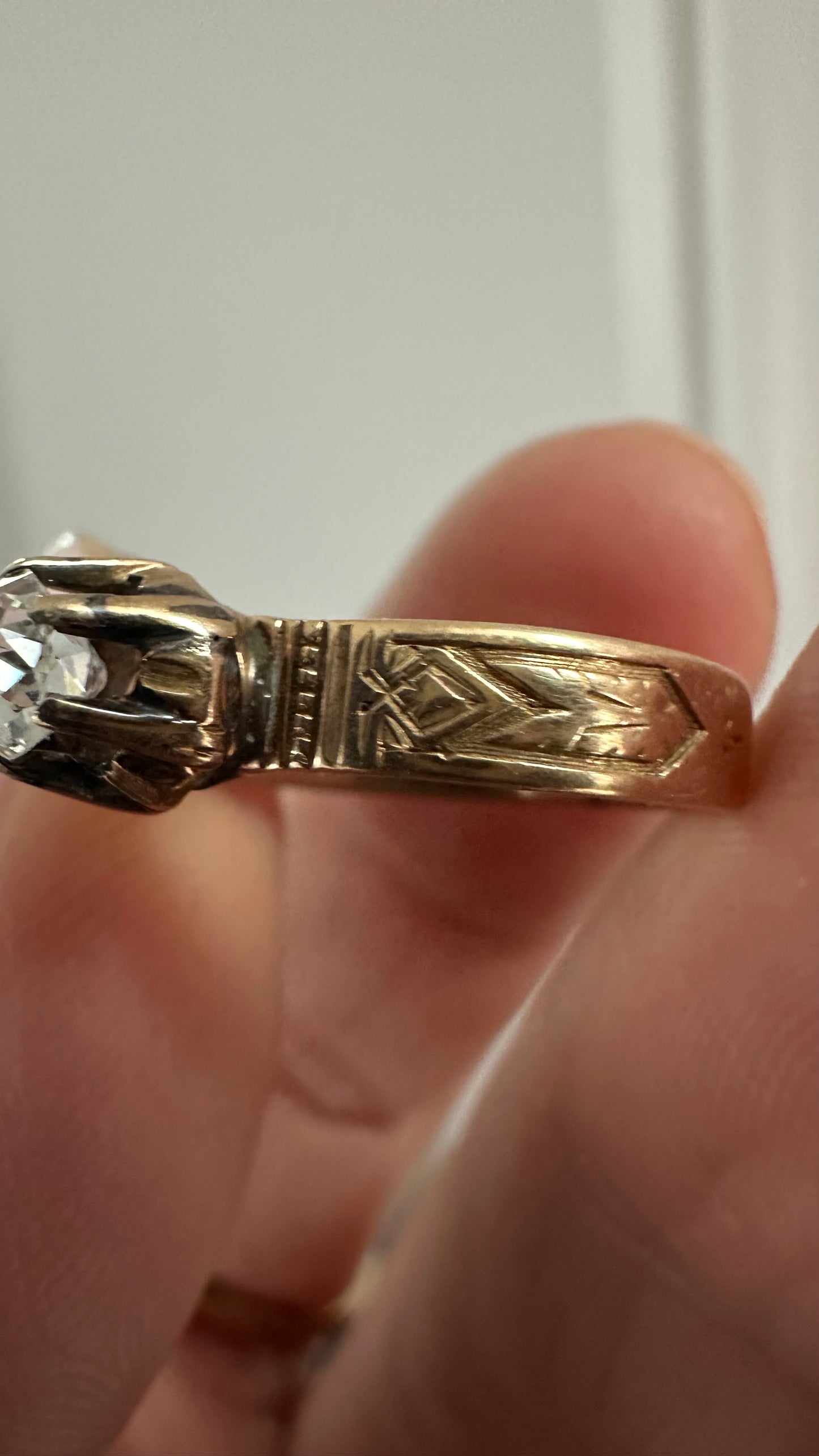 Antique Victorian 14k Gold 0.47 Ct Old Cushion Diamond Solitaire Engagement Ring