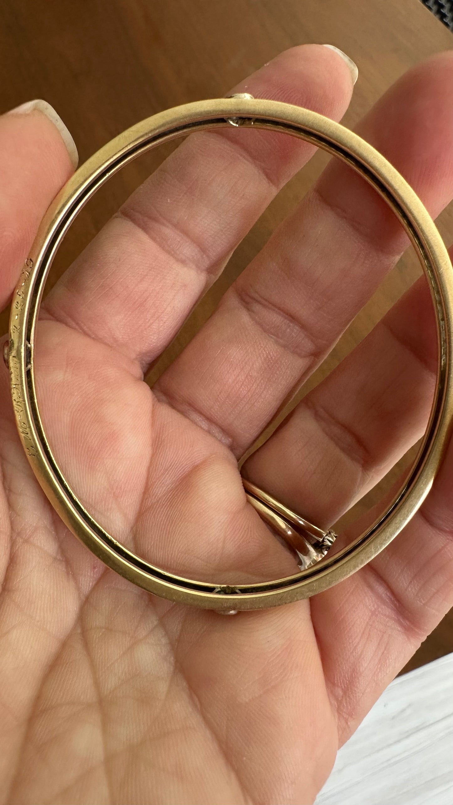 circa 1920 Art Deco Hand Engraved Gold Bezeled Diamond Bracelet