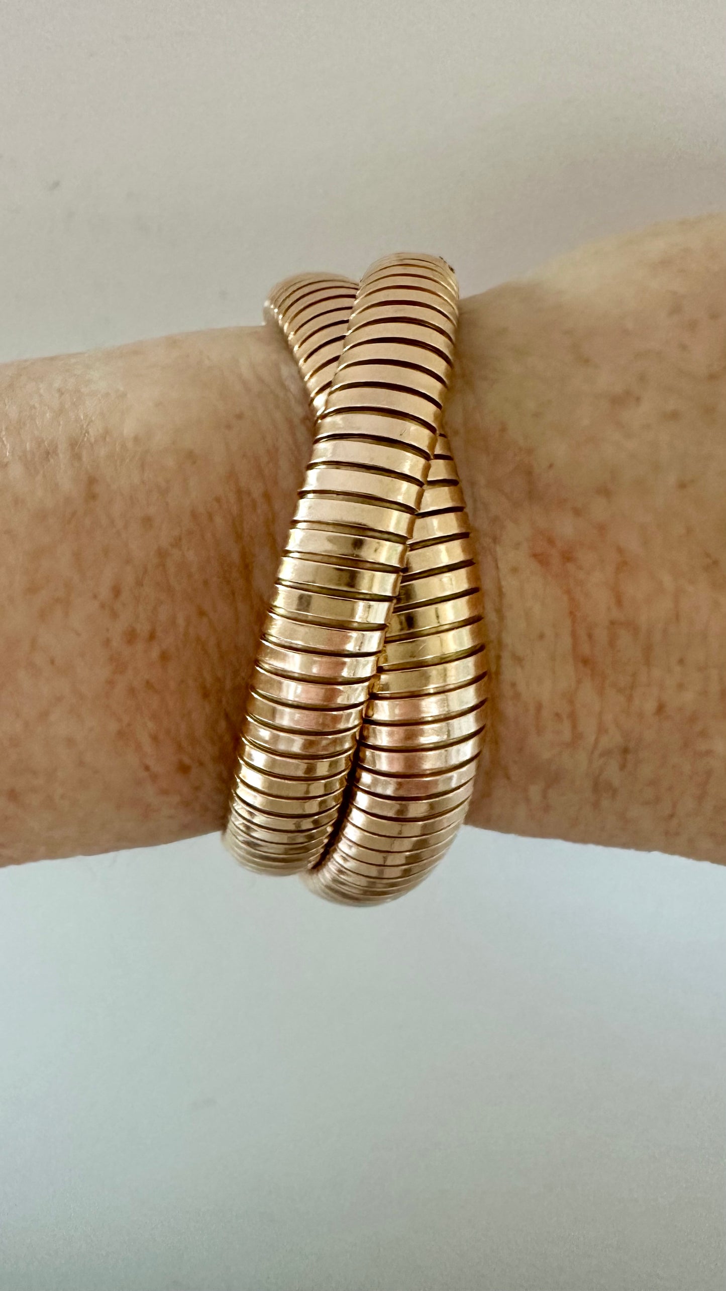 Vintage Italian 14K Gold Tubogas Wrap Bracelet | 70 Grams