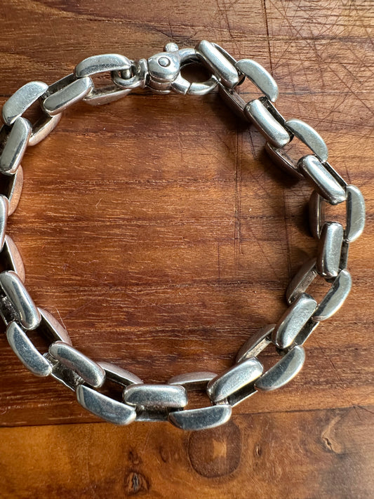 Heavy 9mm biker link sterling silver bracelet