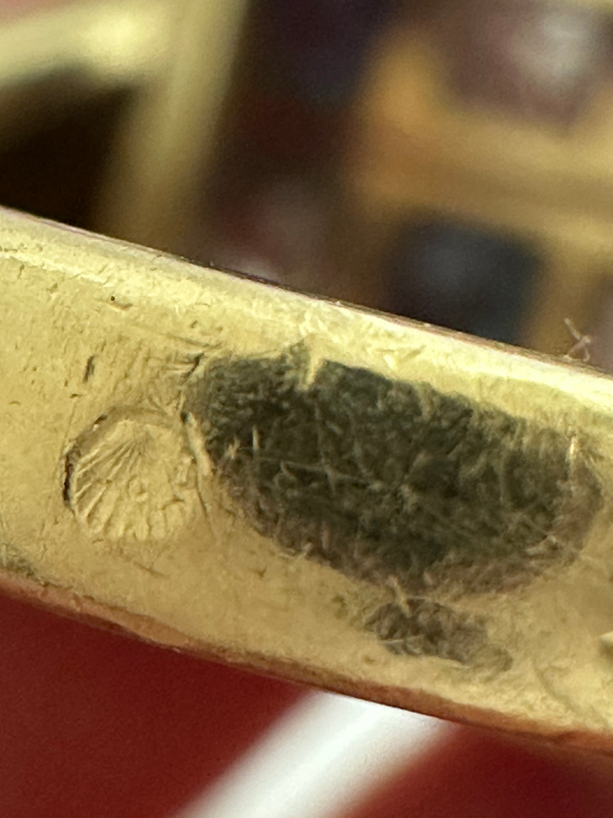 French 14k diamond and sapphire old mine tank like plaque ring