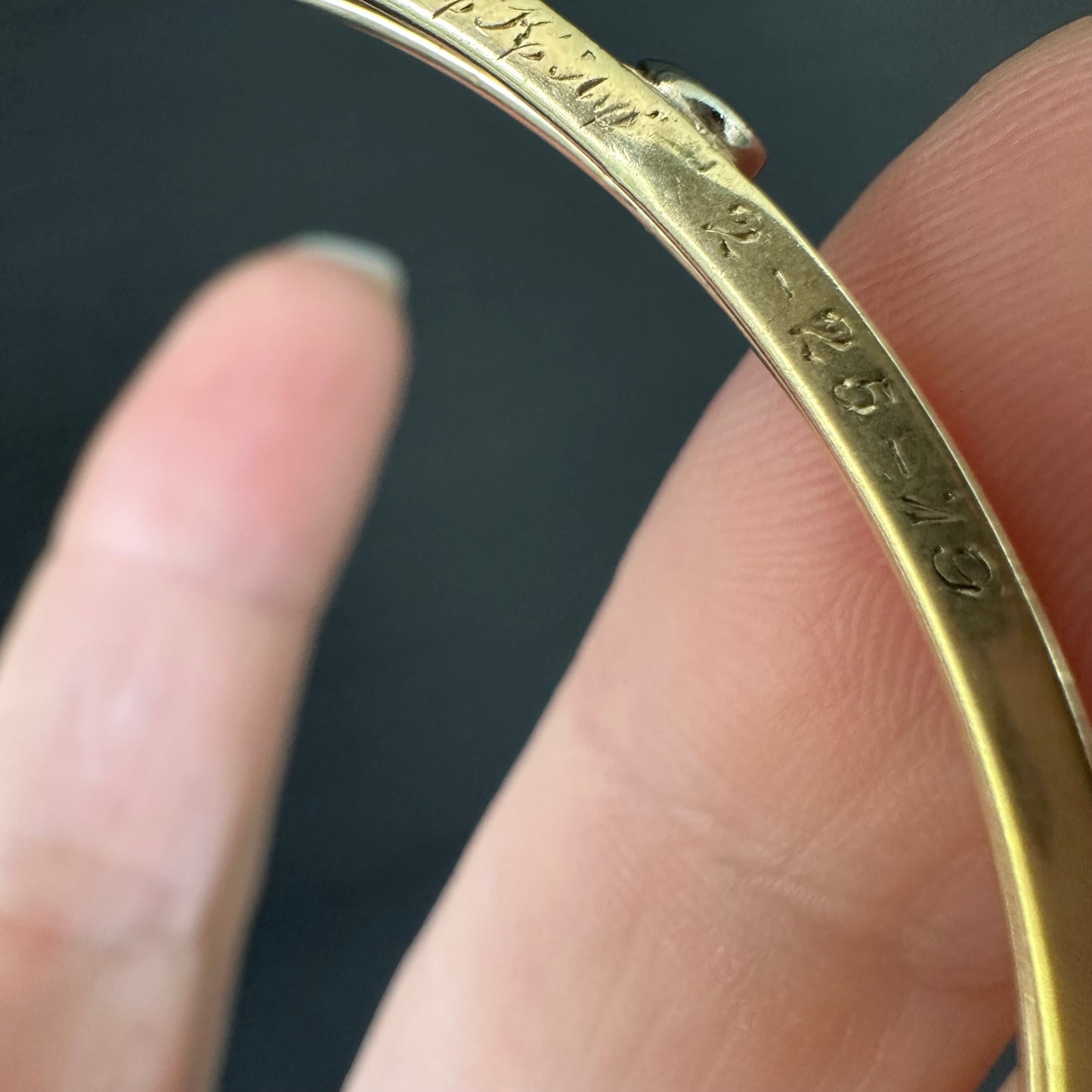 circa 1920 Art Deco Hand Engraved Gold Bezeled Diamond Bracelet