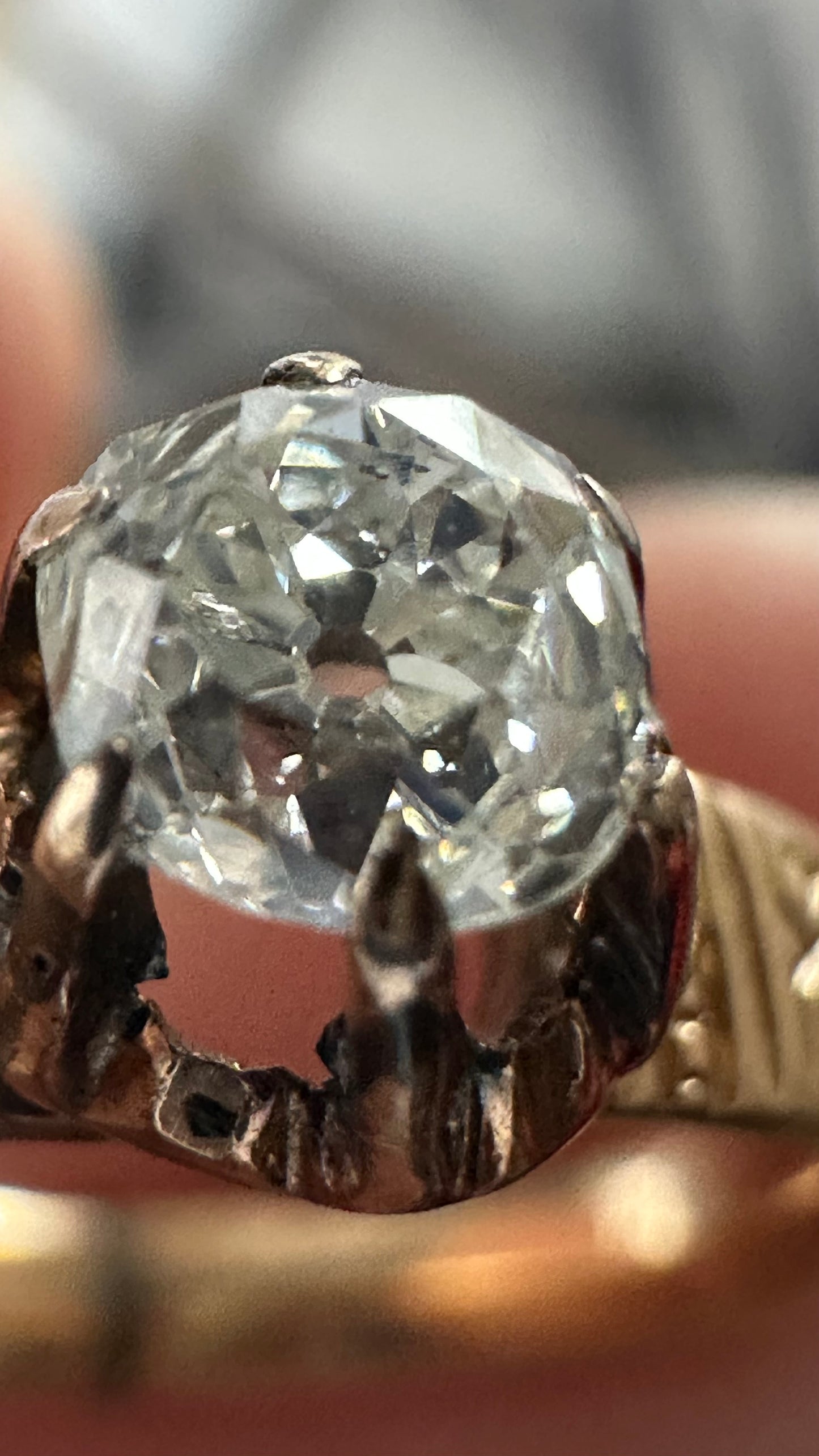Antique Victorian 14k Gold 0.47 Ct Old Cushion Diamond Solitaire Engagement Ring