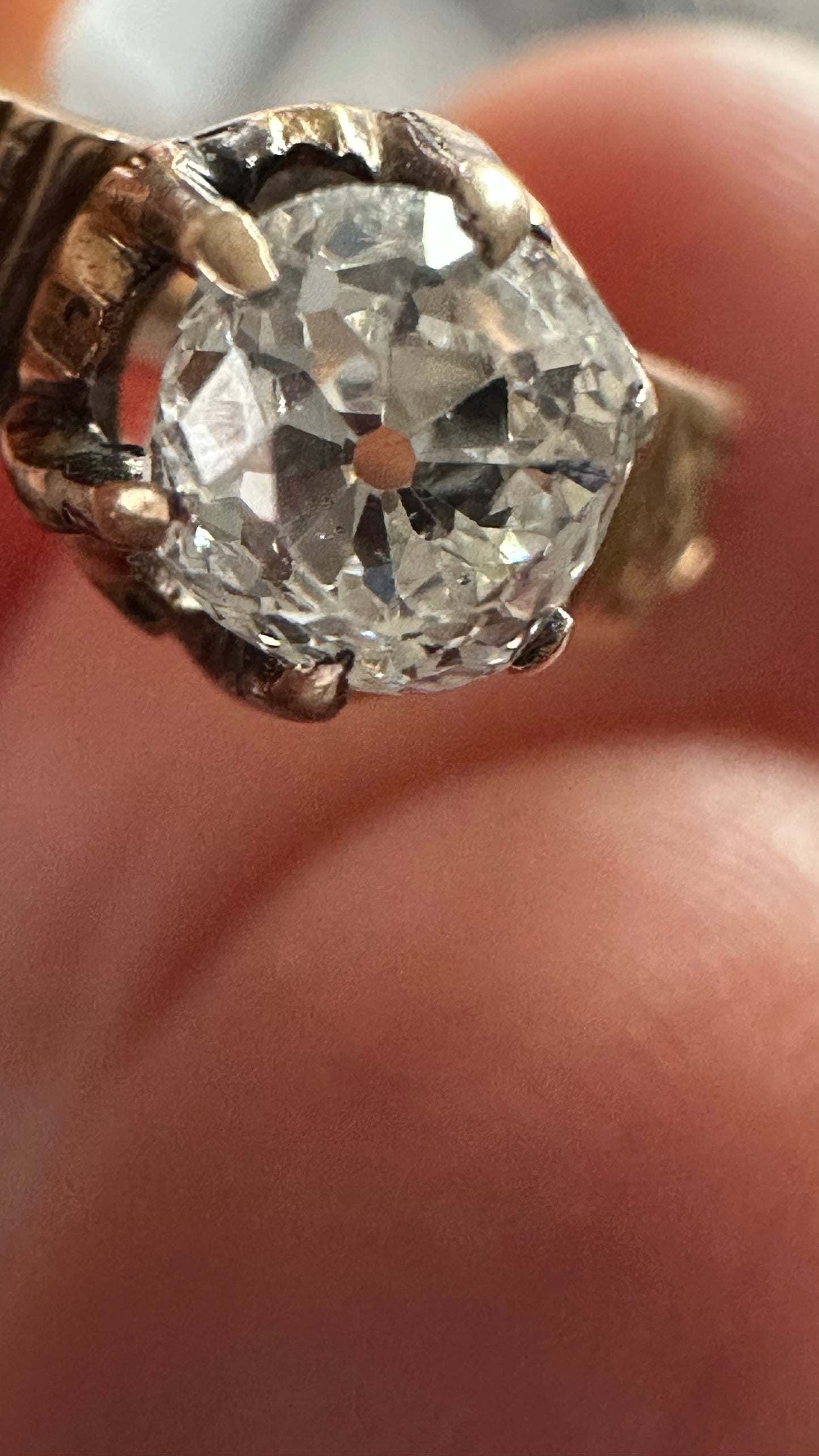 Antique Victorian 14k Gold 0.47 Ct Old Cushion Diamond Solitaire Engagement Ring