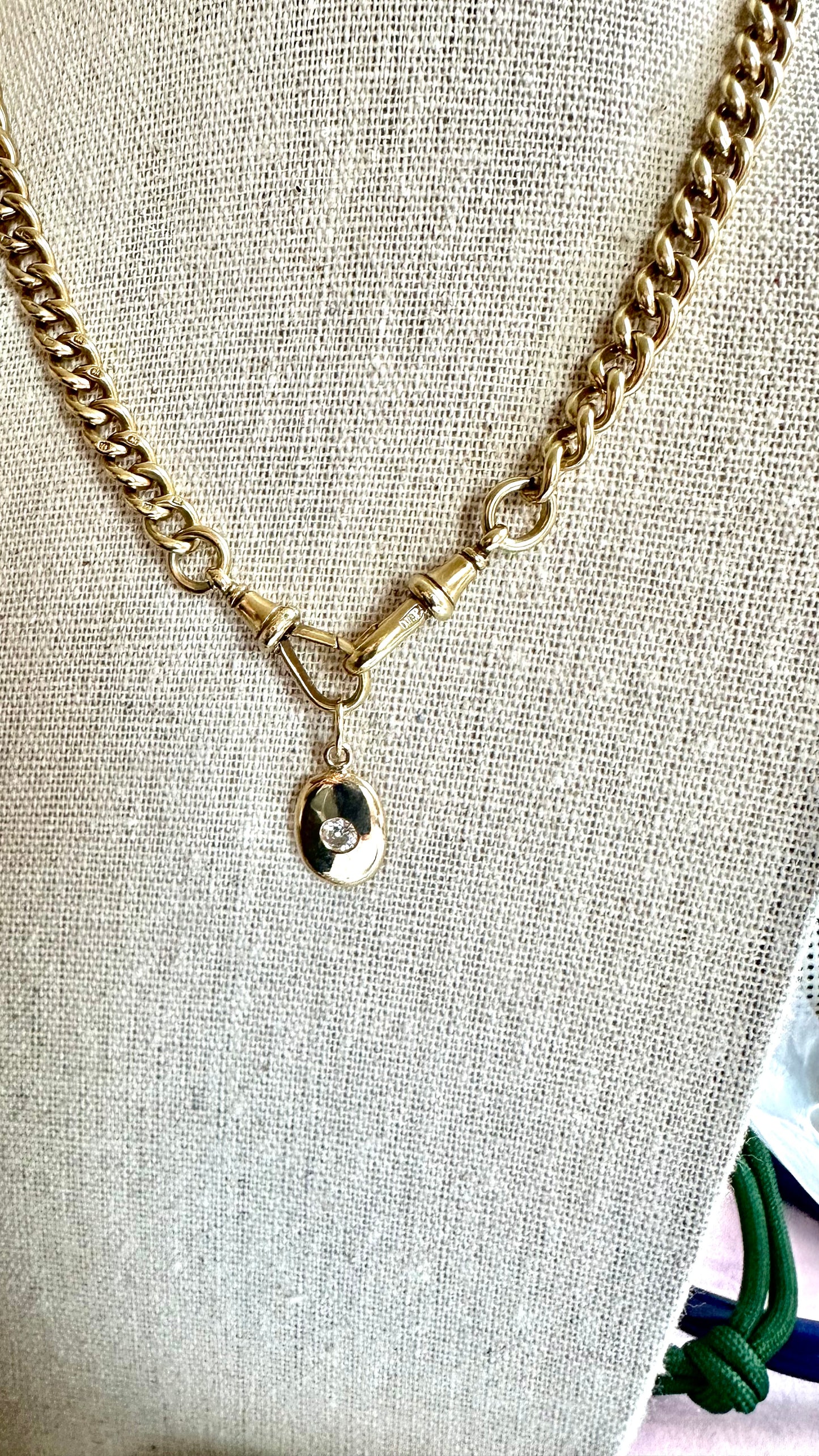 Antique curb albert watch chain 16.5”9k HGP over sterling