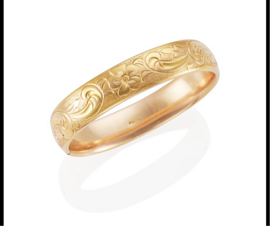Victorian 9k orange blossom motif bangle