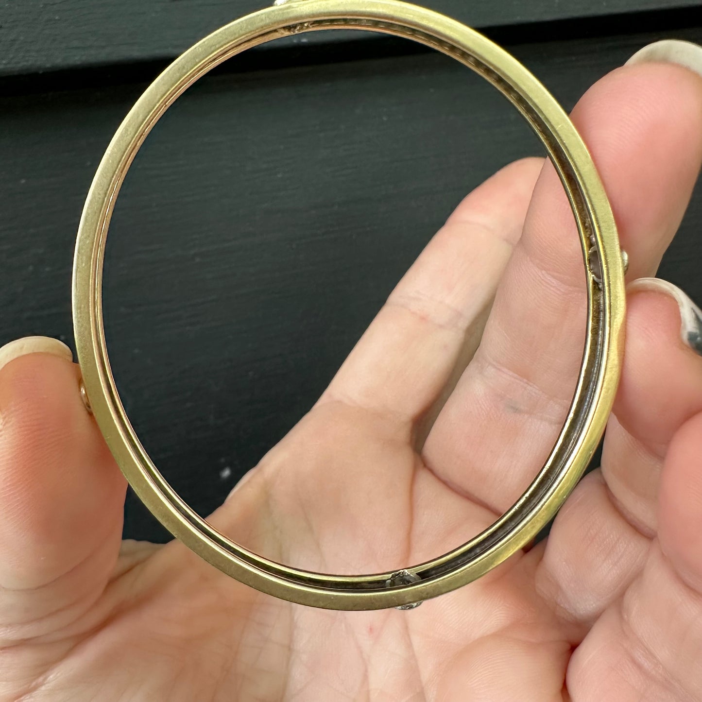 circa 1920 Art Deco Hand Engraved Gold Bezeled Diamond Bracelet