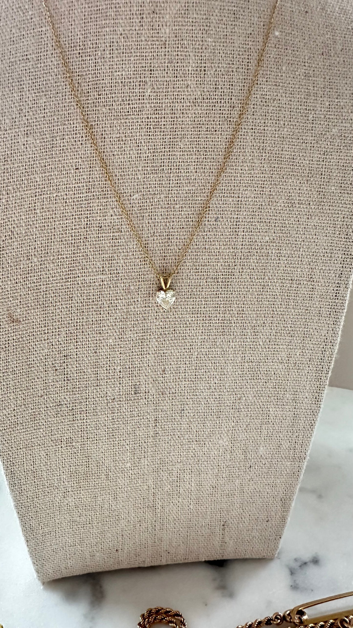14k Heart Cut natural diamond solitaire necklace