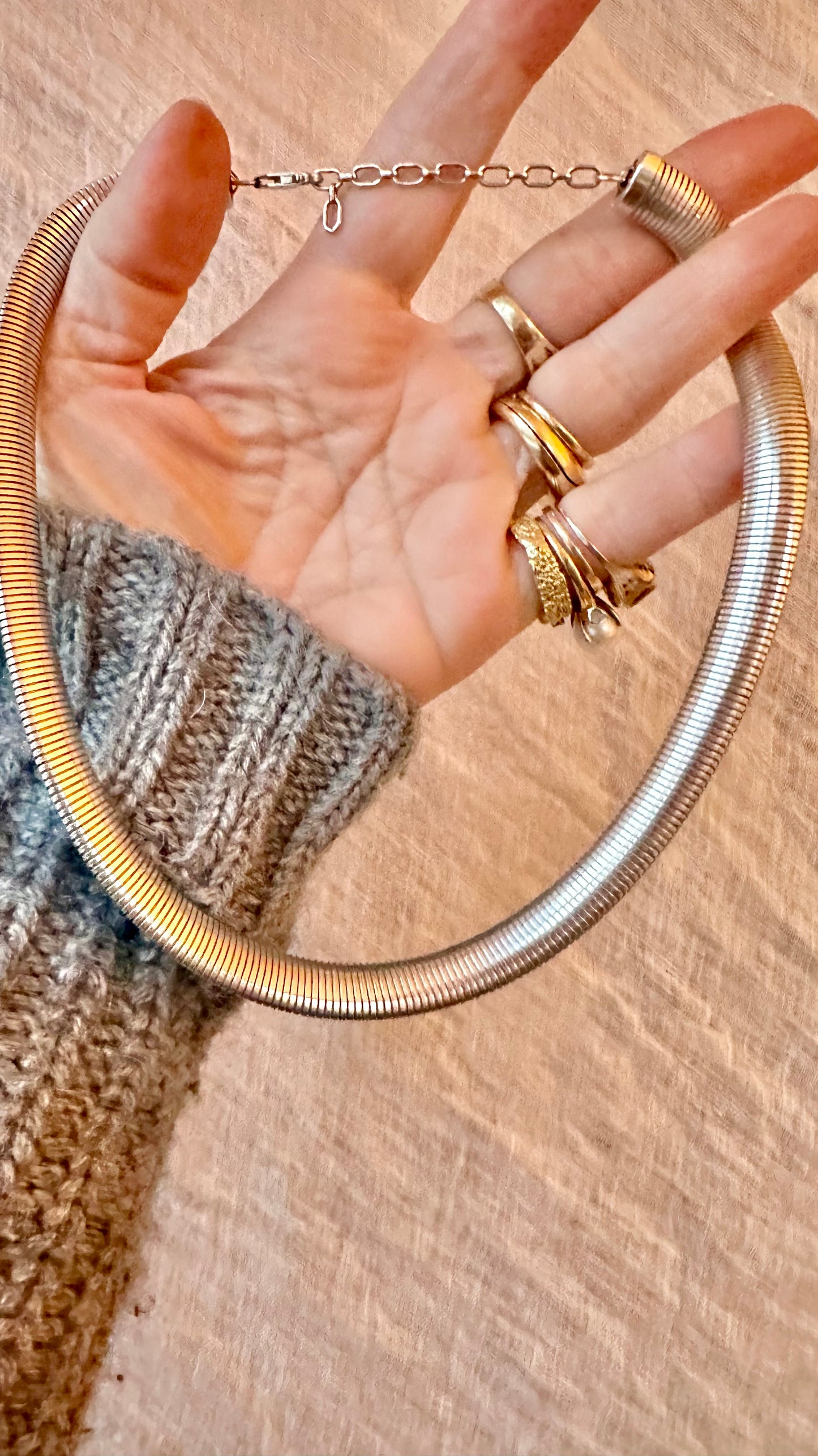 Godfrey Carter wide snake Sterling silver tube necklace