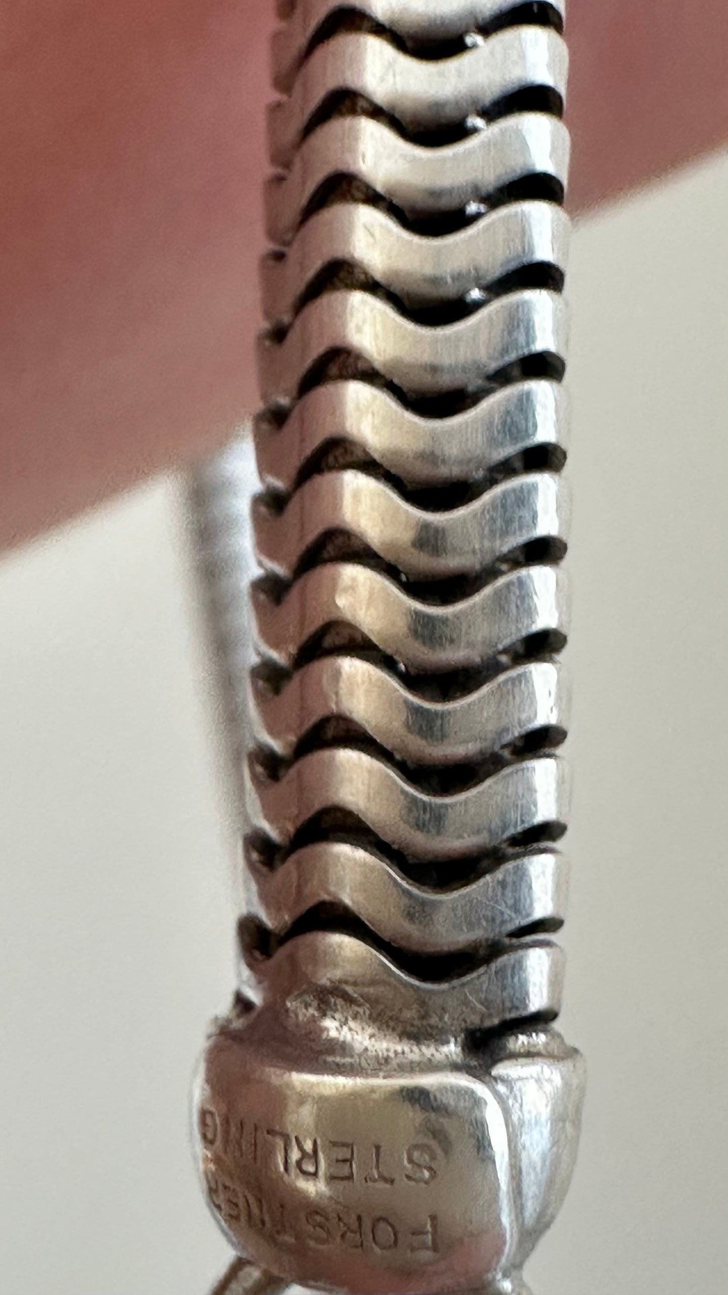 Vintage Forstner sterling silver snake chain neck necklace