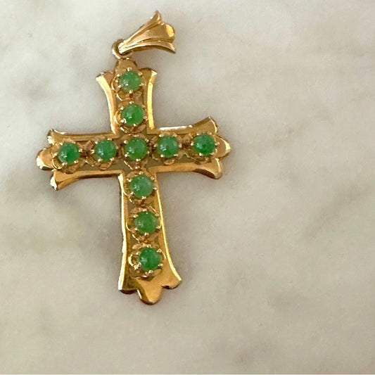 14k & jade cross pendant.