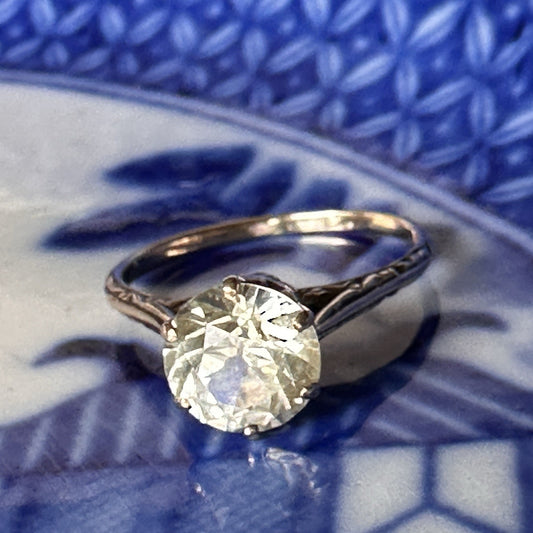 Antique 14k 3 Ct Yellow Sapphire Ring Size 5.5