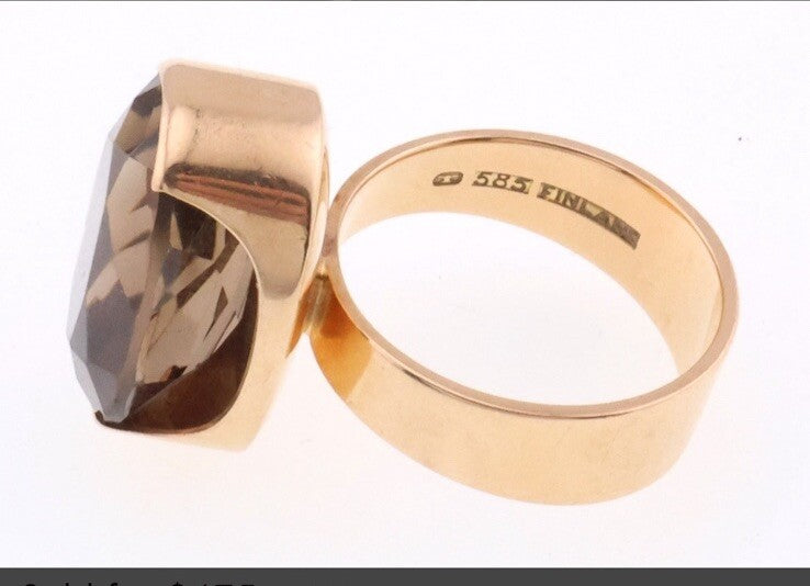 14 Karat Yellow Gold Mid century modern Ring