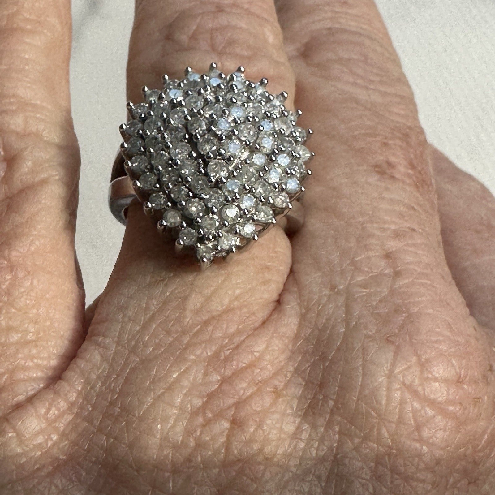 Vintage 10k 1.6 Cttw Cluster Diamond Ring