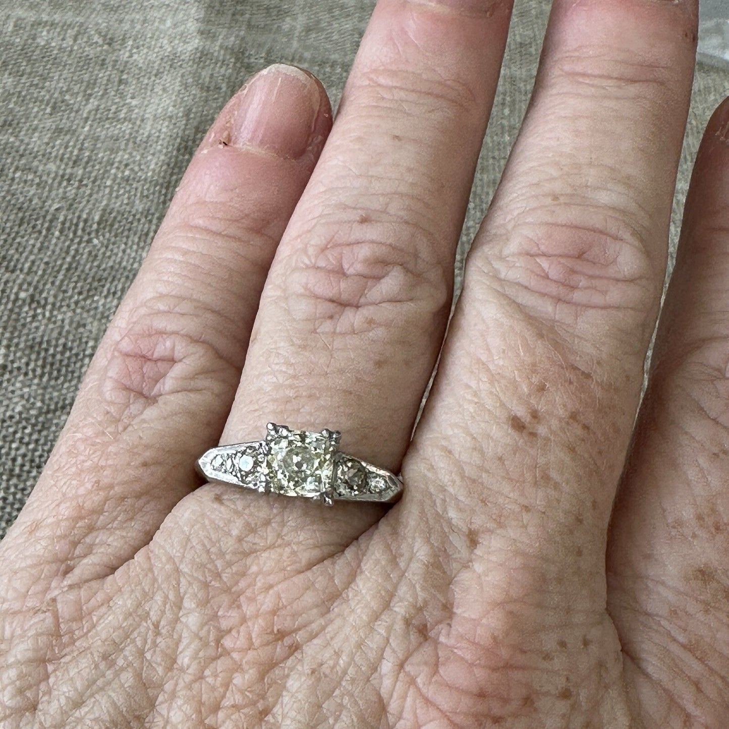 Old European Cut VS1-VS2 Diamond  14k Two Tone Gold  Ring Size 8.25
