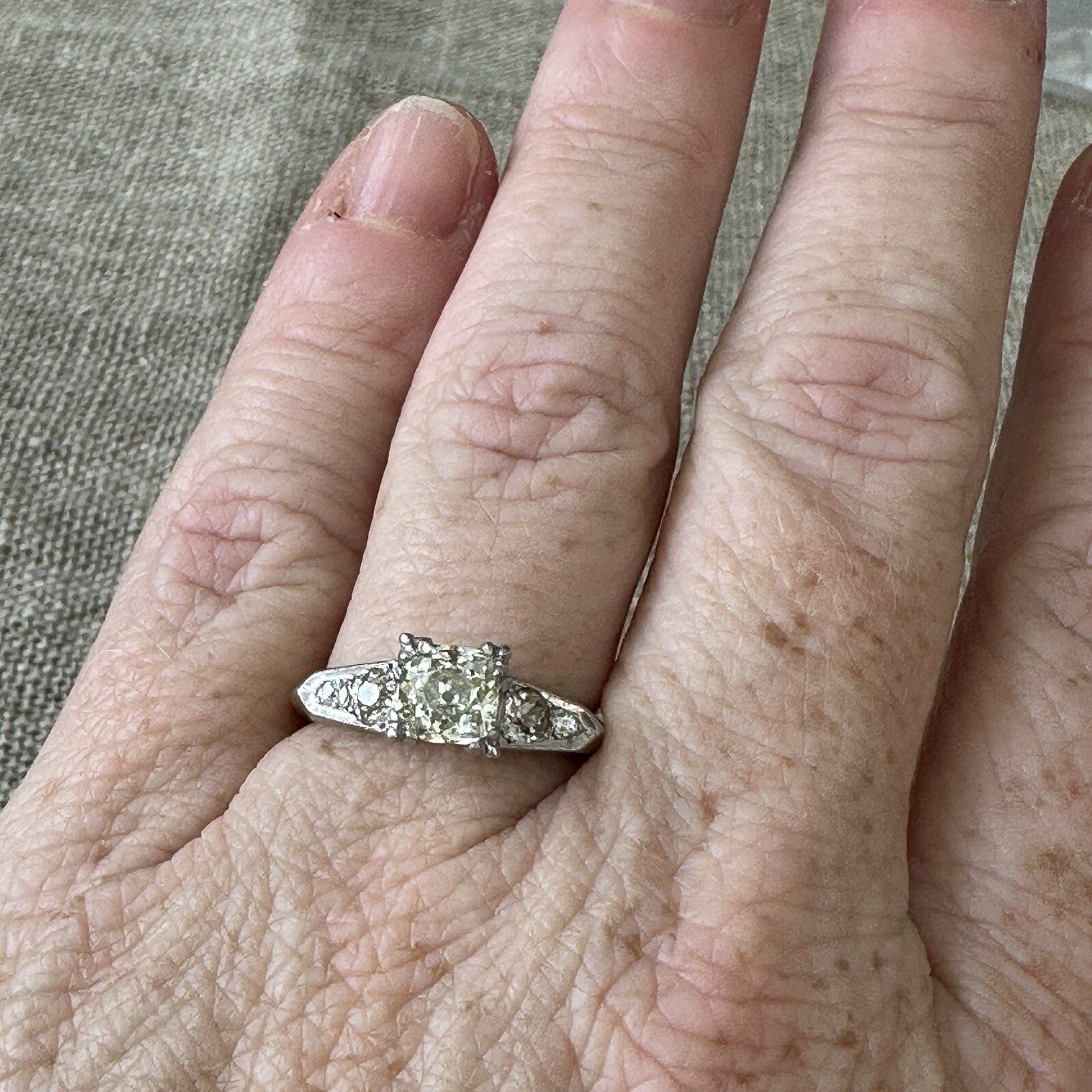 Old European Cut VS1-VS2 Diamond  14k Two Tone Gold  Ring Size 8.25