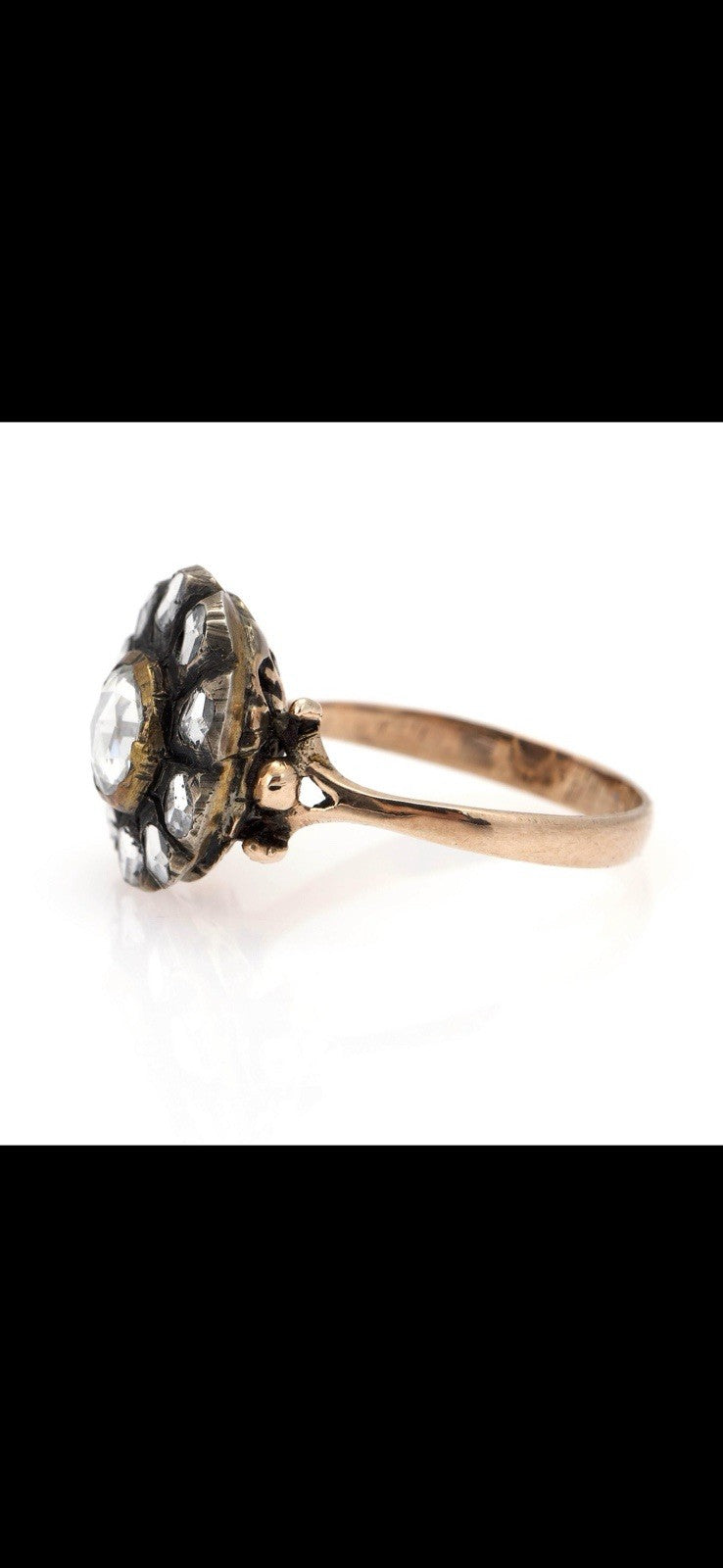 2.2 ct Antique Rose Cut Georgian diamond ring size 8