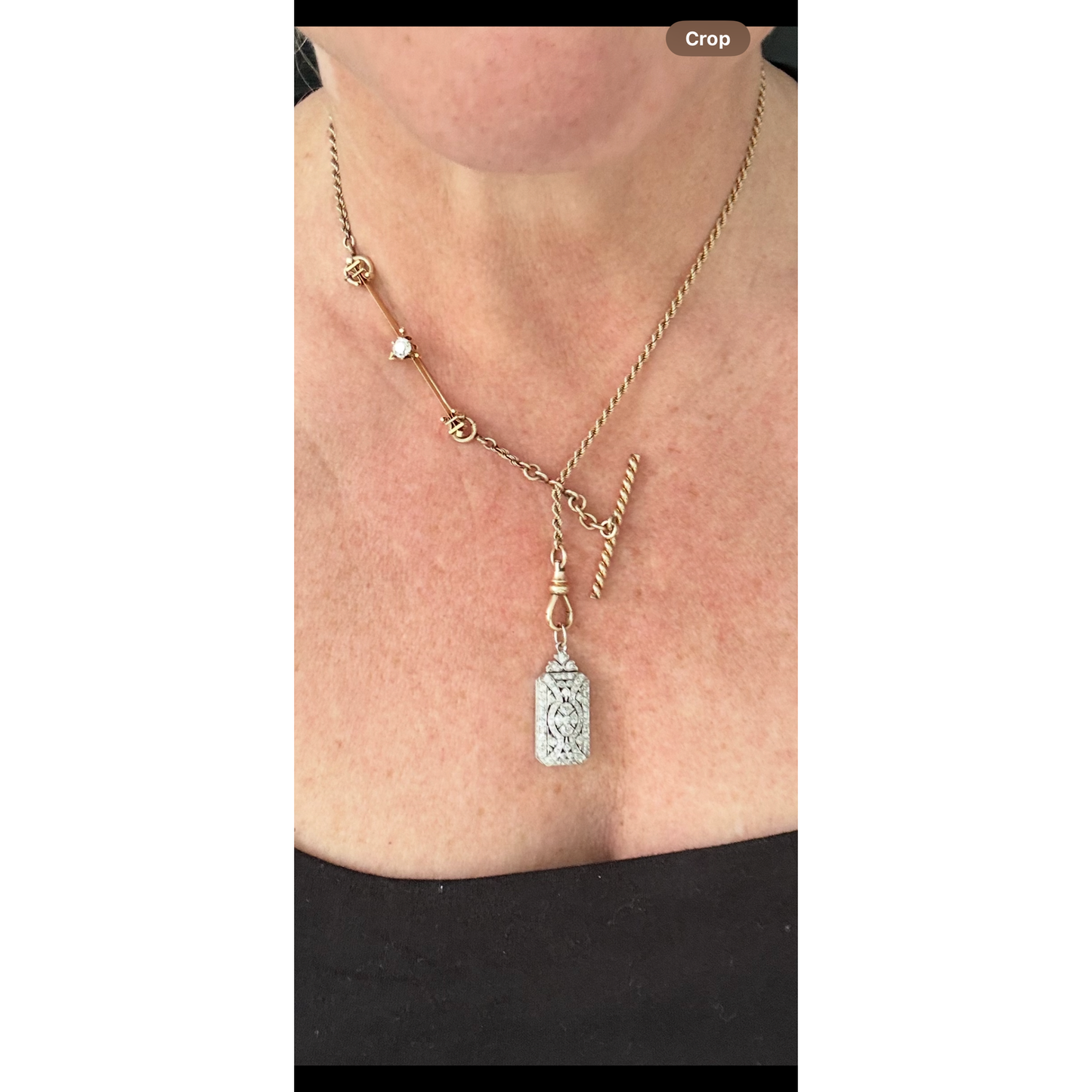 Antique Swedish 12k old mine cut .35 ct Bar Pin/ Extender very well made