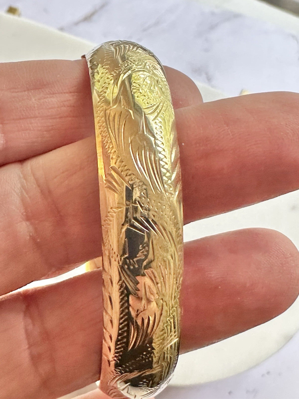 14k Yellow Gold Bangle Bracelet In Fab 🫶 Condition 16.63 g  6 3/4 "