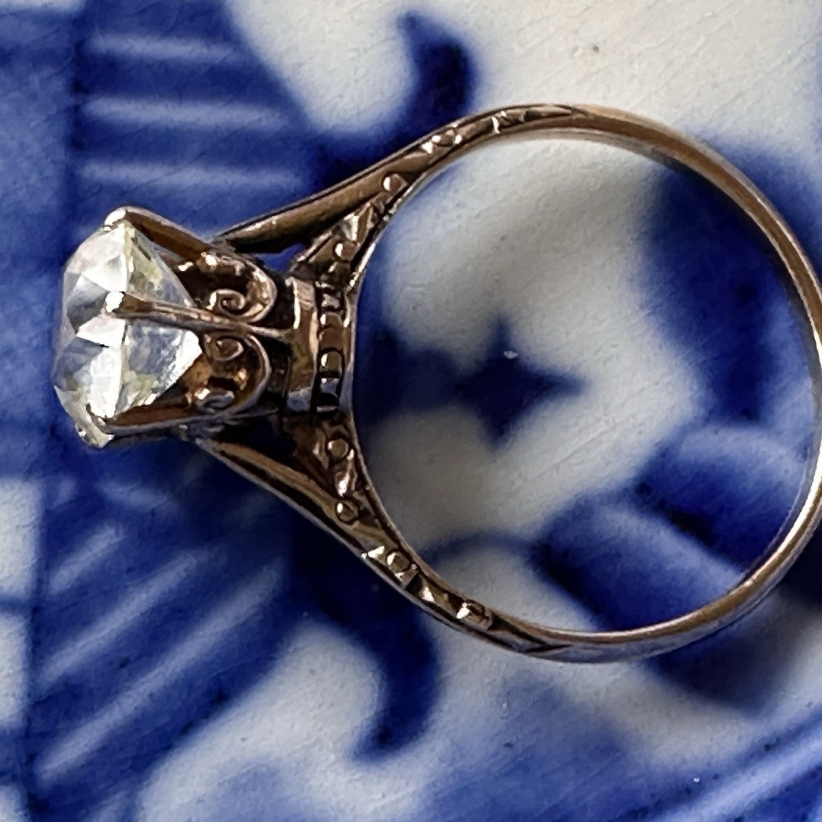Antique 14k 3 Ct Yellow Sapphire Ring Size 5.5