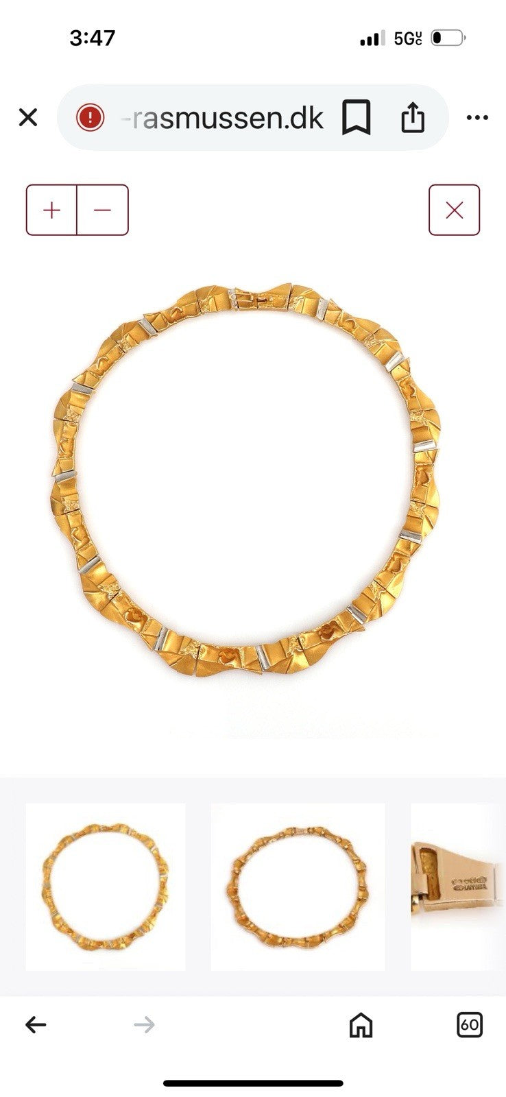 Bjorn  Weckstrom: A “Rumo” necklace of 14k gold and platinum 64g