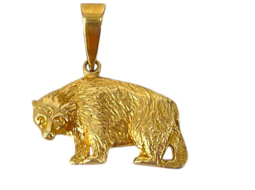 New 14k Yellow Gold Bear Pendant