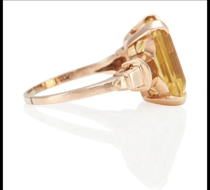 14k Rose gold 8 ct citrine ring preowned Size 9