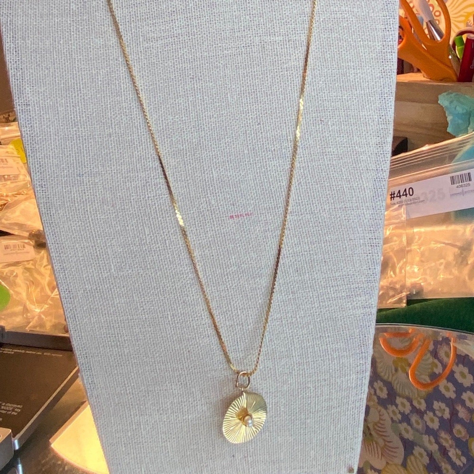 14k POM 24 inch Gold chain with POM 14k pendant with pearl.