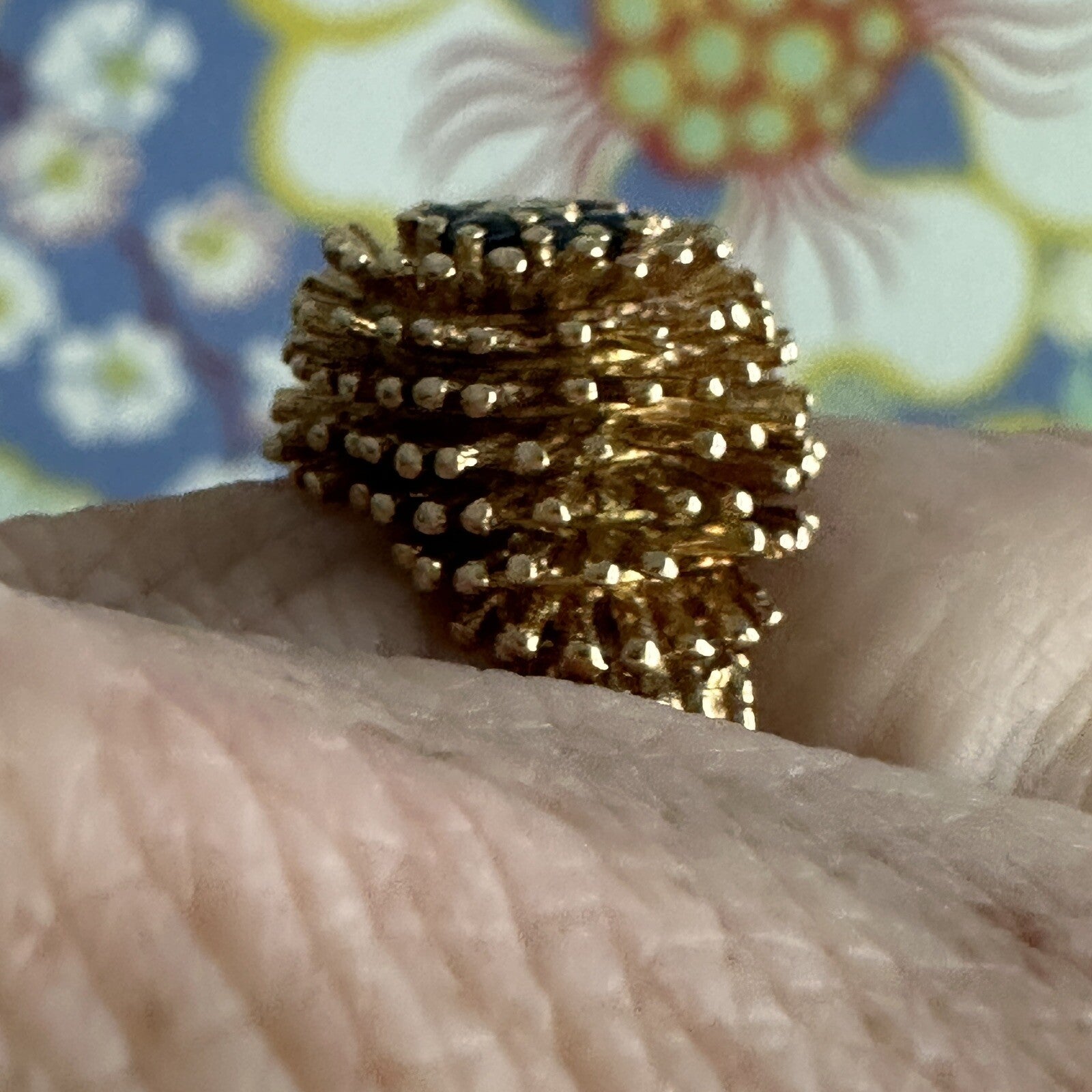 Vintage Sea Urchin Style  14kt Gold And Sapphire Ring And Earrings Set 12.3 G