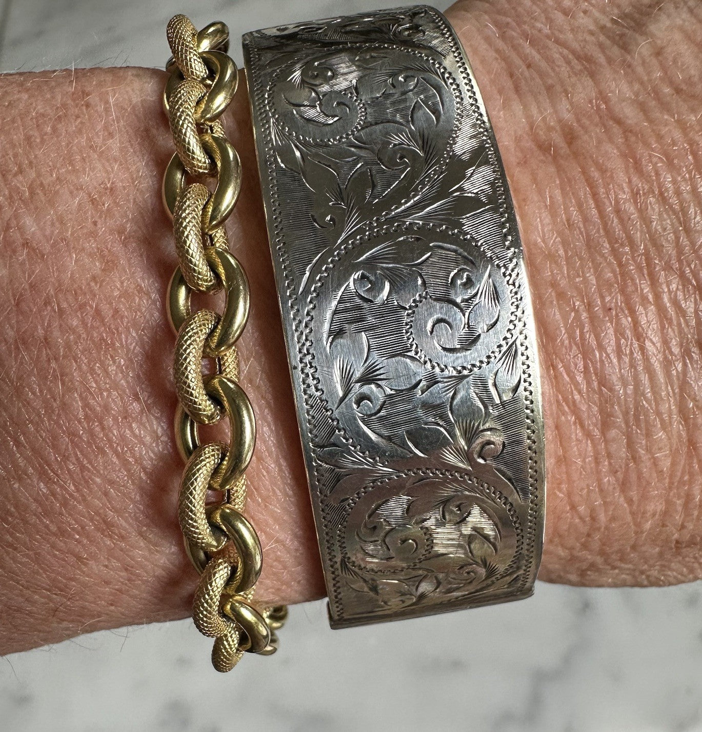 Antique Sterling Silver 1880 Floral Engraved Bracelet William Summer