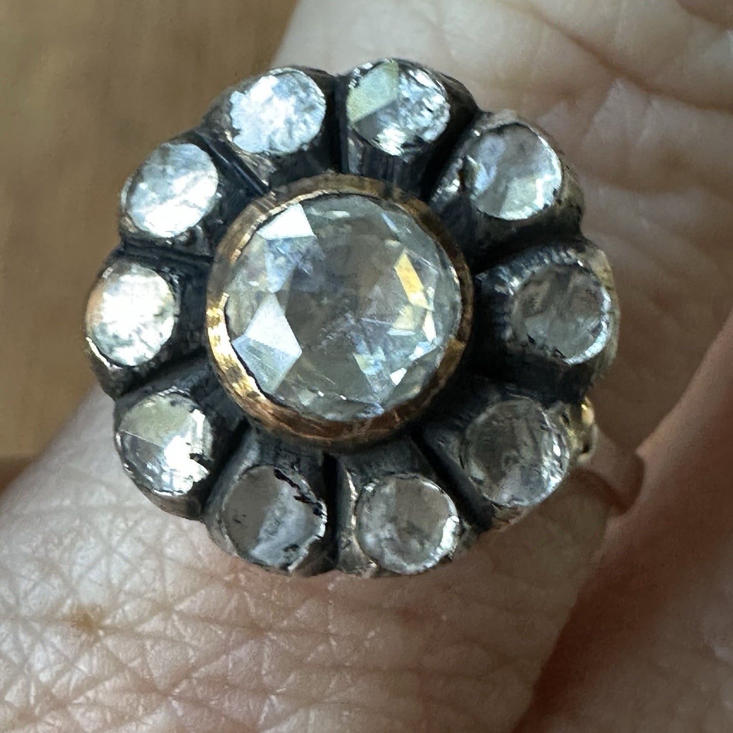 2.2 ct Antique Rose Cut Georgian diamond ring size 8